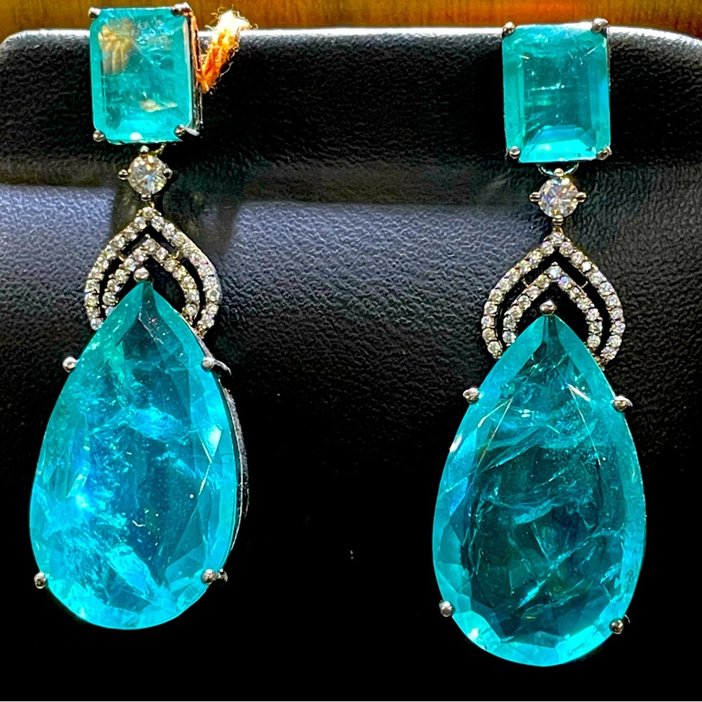 Beautiful Teal natural stone Dangle Earrings